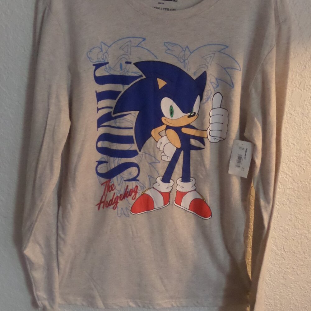 Mens  Sonic the Hedgehog Thumbs Up Long Sleeve Shirt